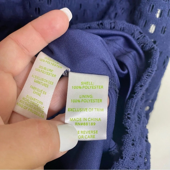 Lilly Pulitzer Navy Blue Fontaine Lace Mini Shift Dress Size Small - Picture 11 of 12